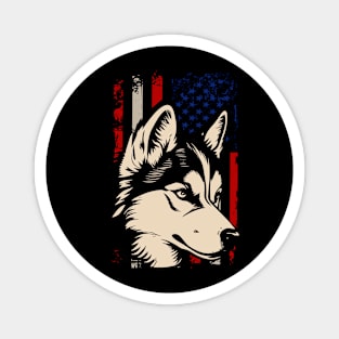 American Flag Husky Majesty, Tee Triumph for Dog Lovers Magnet